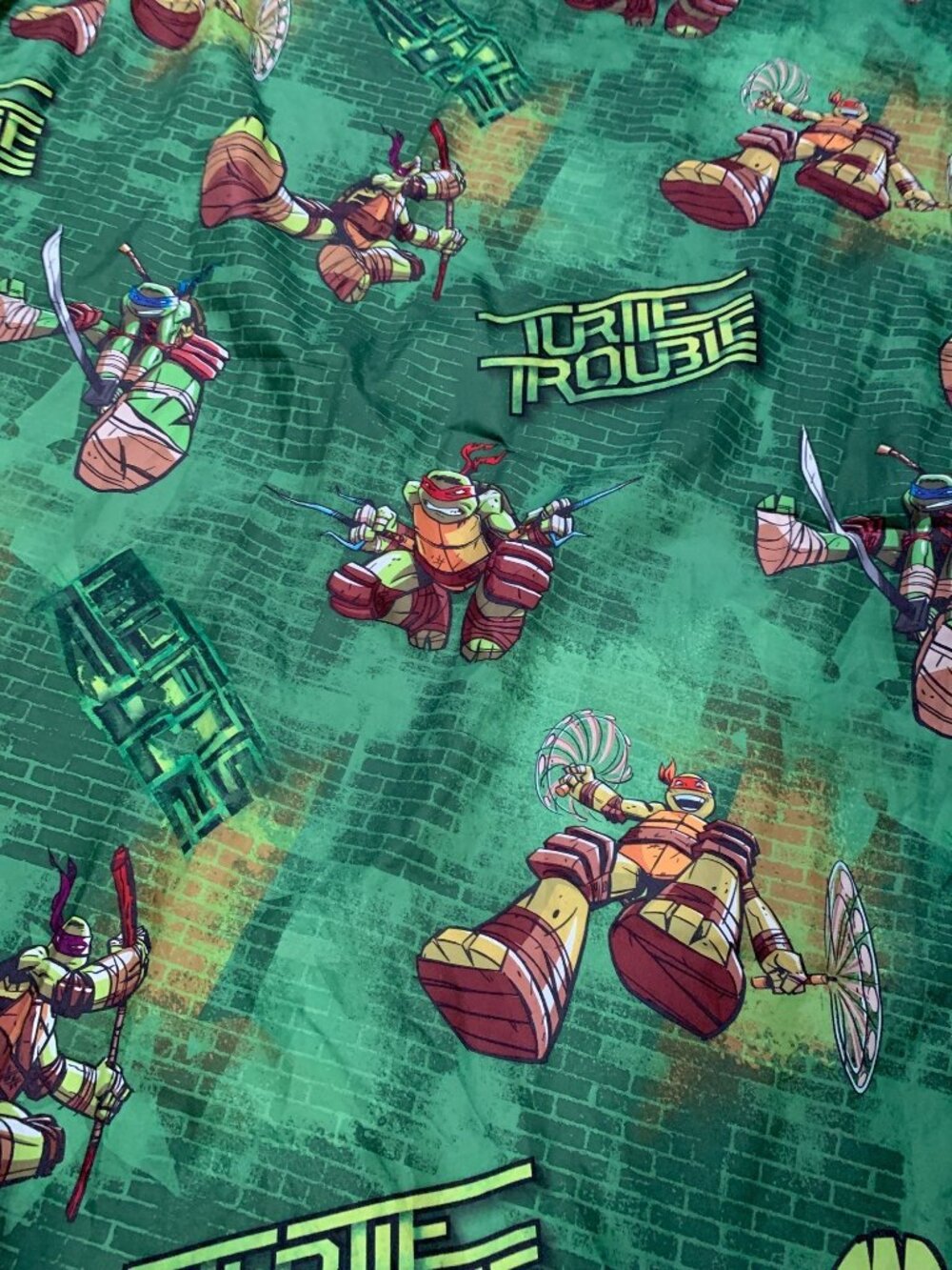 Ninja Turtles Nickelodeon Green "Turtle Trouble" 2015 Twin Flat
